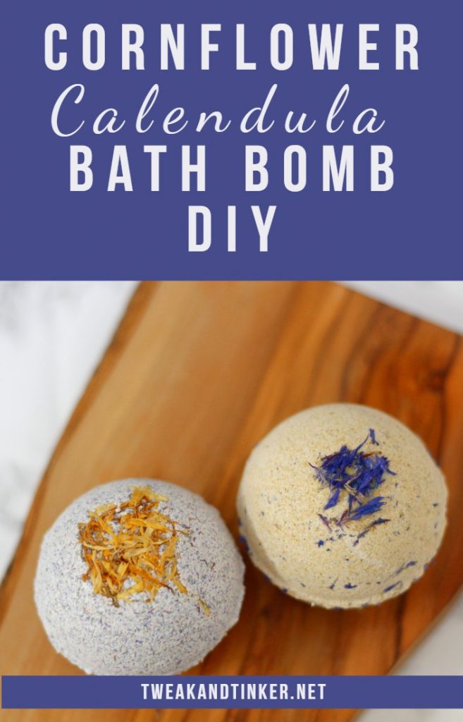 In this post I will show you how to make natural bath bombs using calendula, cornflowers and essential oils. This is a easy DIY recipe that will make for a lovely handmade gift as well. #bathbombs #calendula #essentialoil #handmadegift
