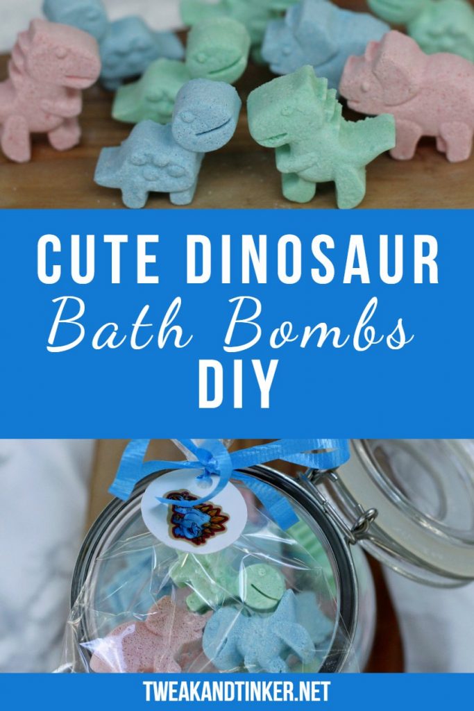 This is a fun DIY project you can do with kids. Dinosaur bath bombs that make cute homemade gifts and birthday party favors for kids made using food coloring. #partyfavors #dinosaurs #bathbombs