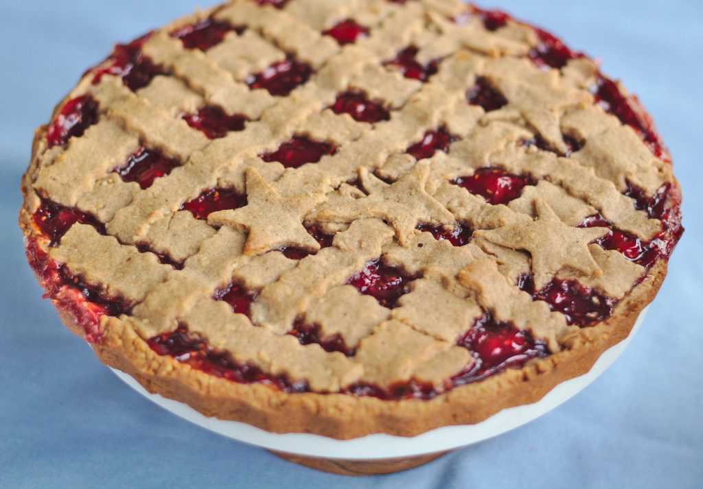 This linzer torte recipe is is an original from Austria. It's a traditional Christmas cake filled with raspberry jam. #christmasbaking #baking #bakingrecipe