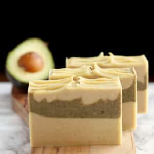 layered avocado soap.