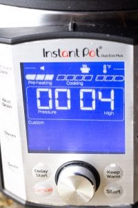 instant pot set on 4 min high pressure.